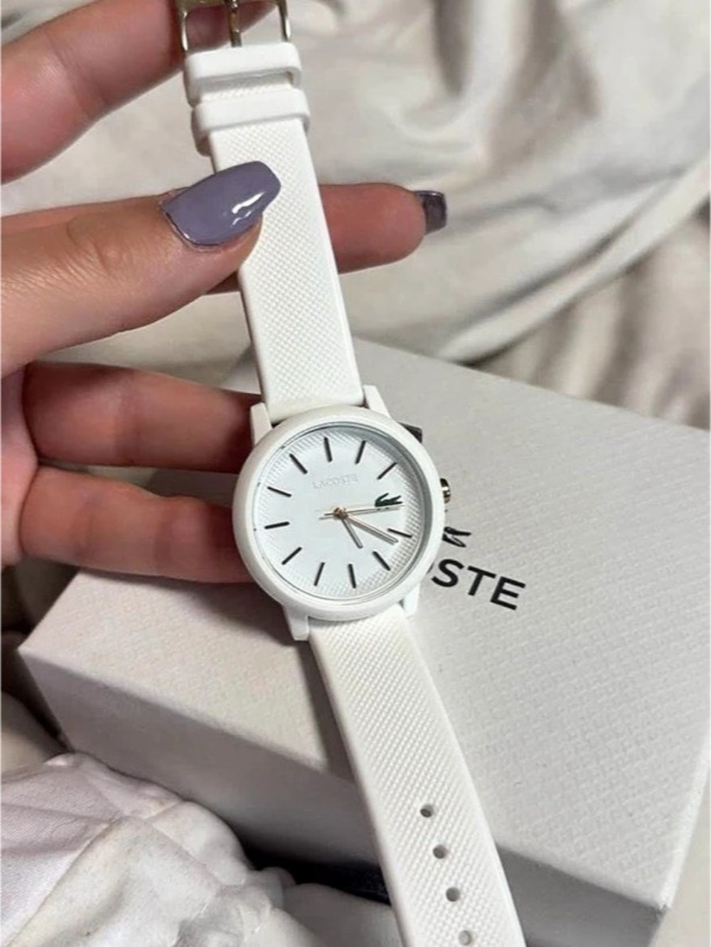 Lacoste 12.12 White Silicone Strap Watch White & Gold